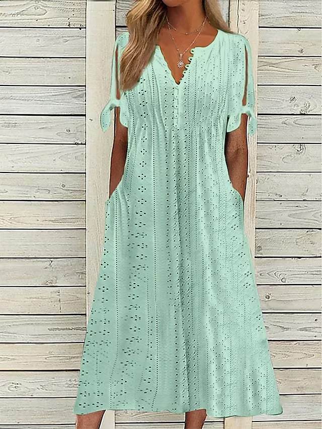 Damen lässiges Sommerkleid mit besonderer Lochmusterung Stalluxe