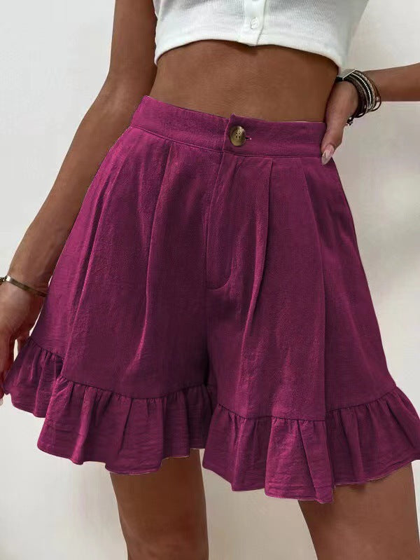 Damen Volant-Shorts mit elastischem Bund und seitlichen Taschen Stalluxe