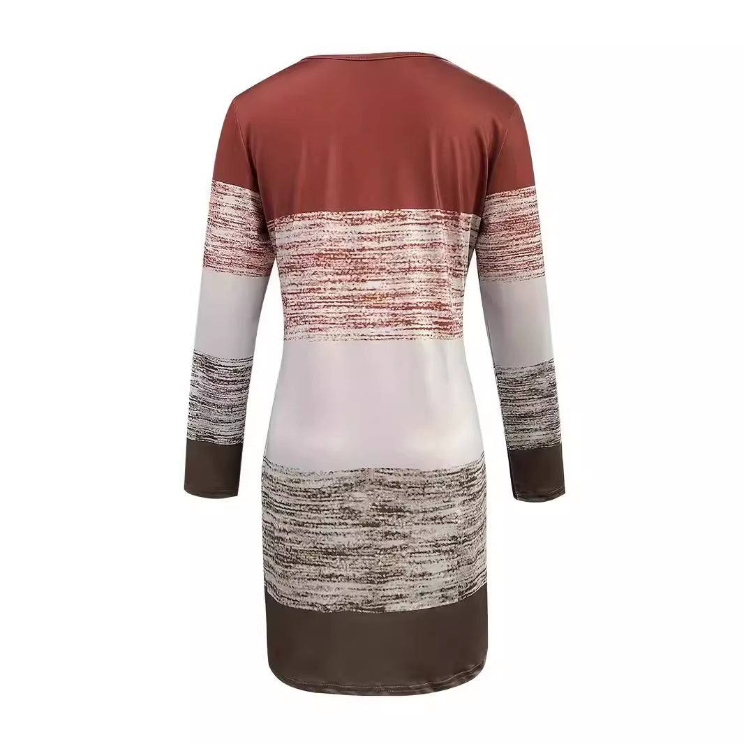 Damen Freizeitkleid mit grafischem Streifenmuster und lässigem Schnitt Stalluxe
