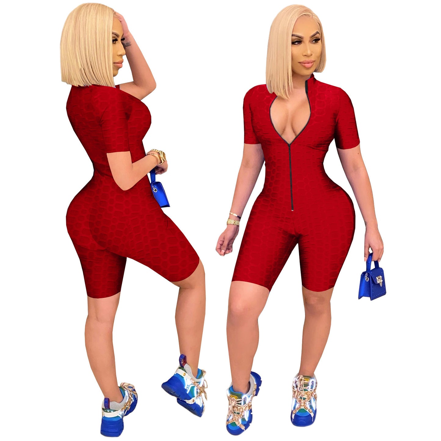 Damen Sportlicher Jumpsuit mit Reißverschluss und figurbetontem Schnitt Stalluxe