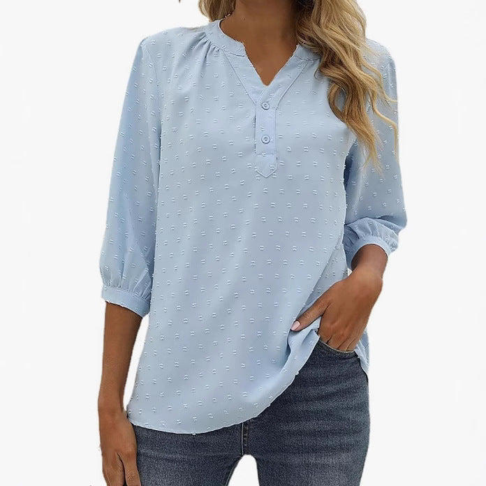 Damen Bluse mit feiner Struktur und Knopfleiste Stalluxe