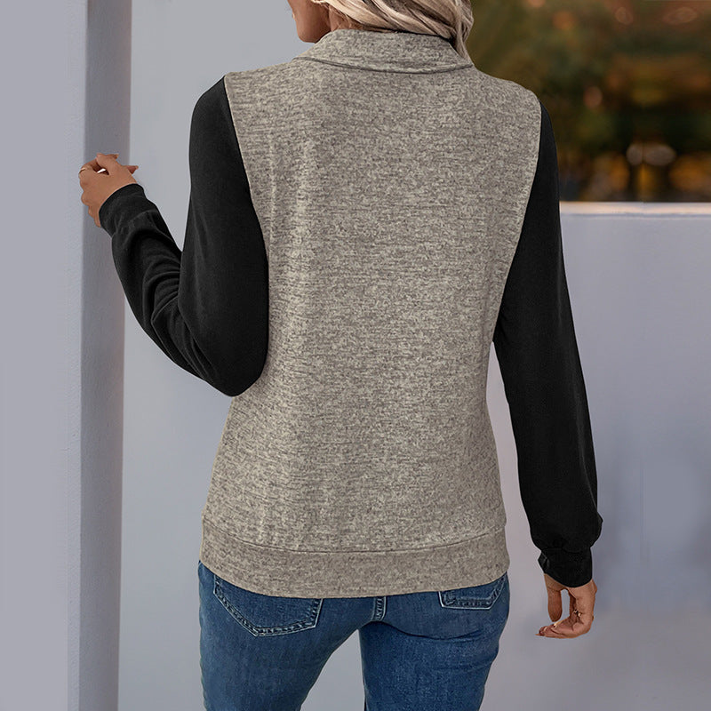 Damen modischer Langarm-Pullover mit praktischer Brusttasche und Knopfleiste Stalluxe