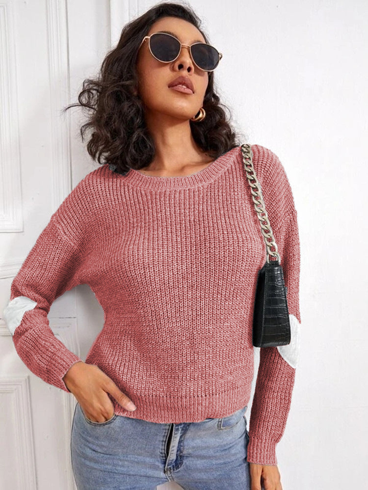 Damen Modischer Strickpullover mit kontrastierenden Ärmelakzenten Stalluxe