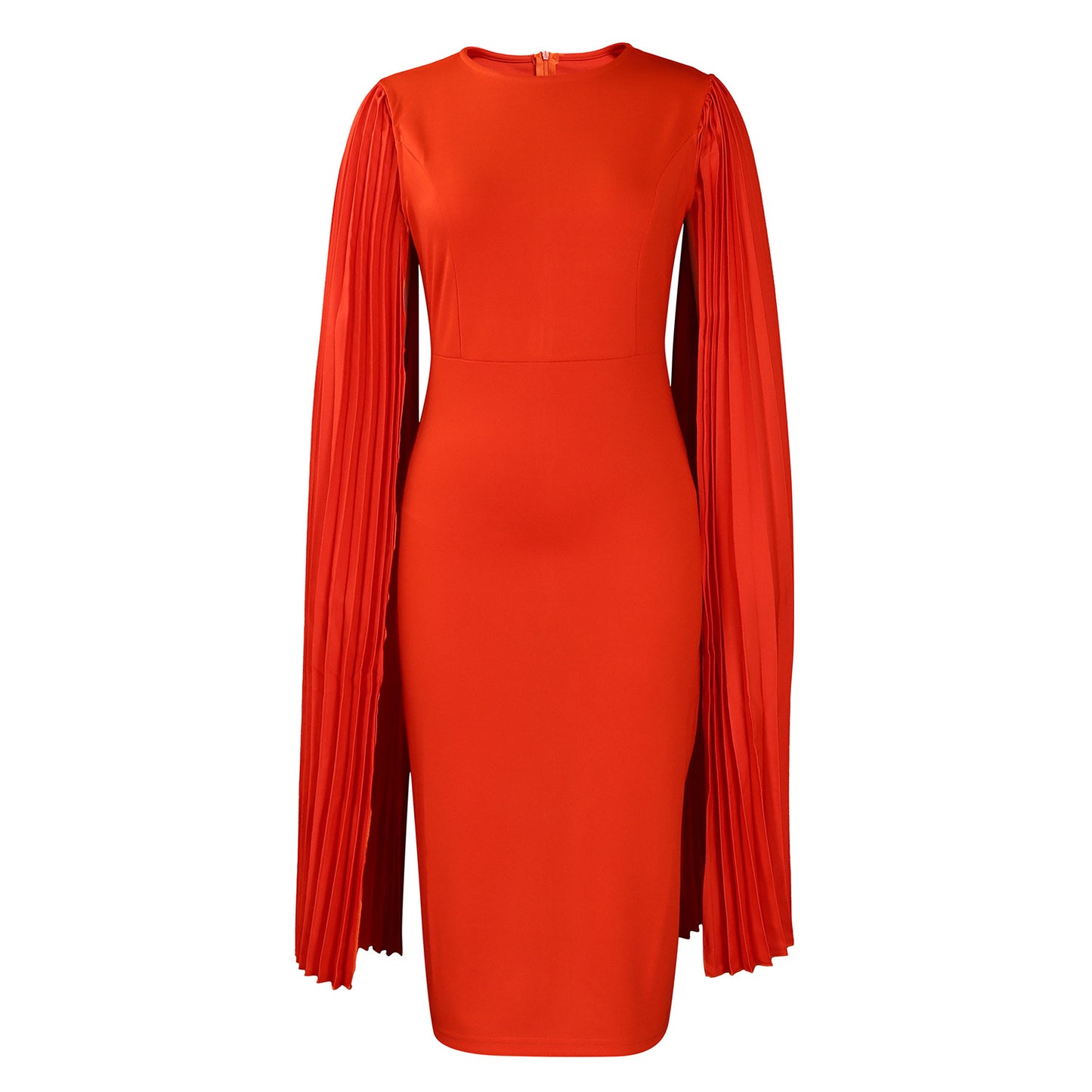 Damen elegantes Kleid mit plissierten Ärmeln und figurbetonter Silhouette Stalluxe