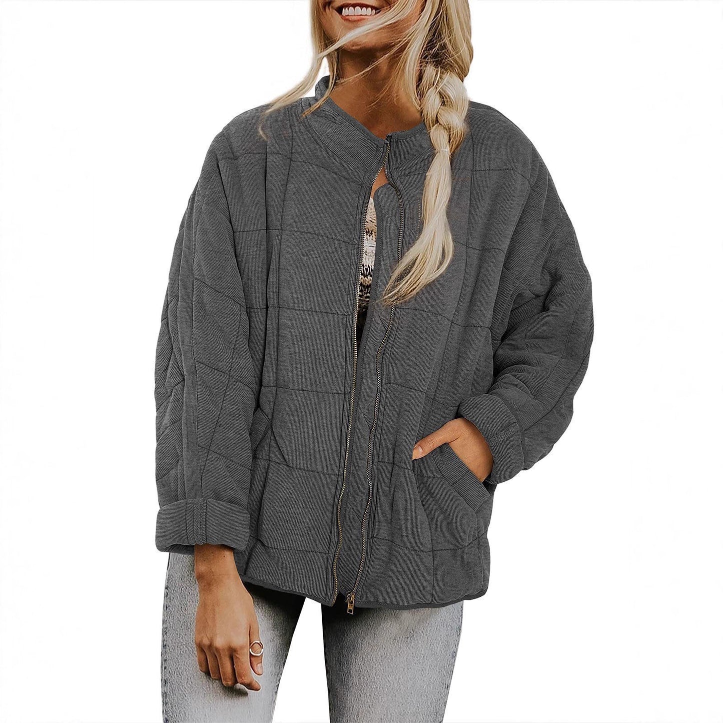Damen Steppjacke mit hochschließendem Kragen und praktischen Tasche Stalluxe