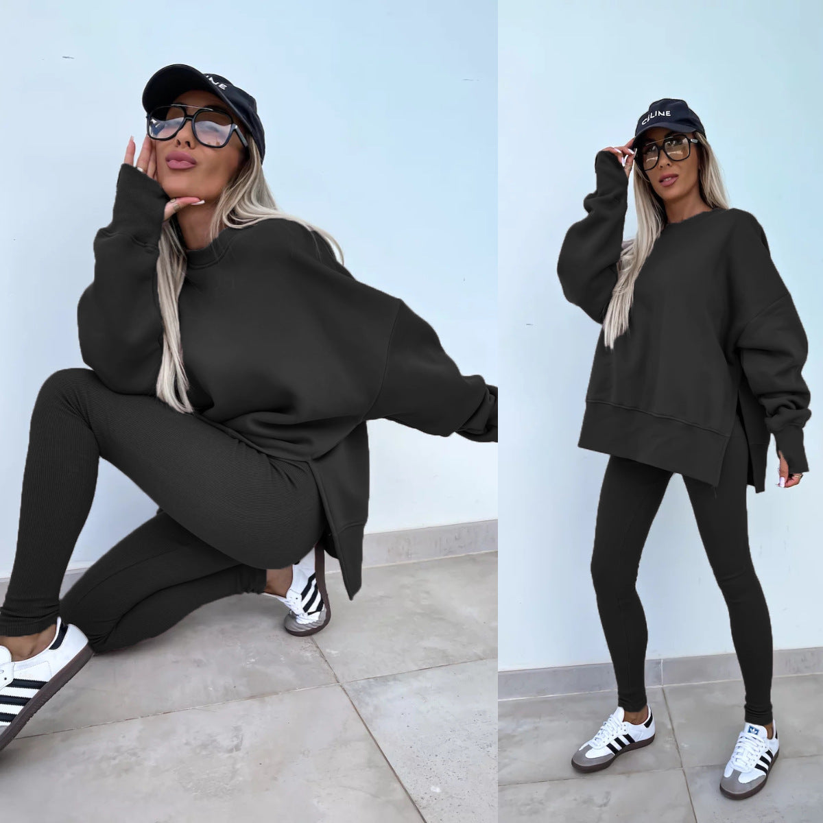 Damen Oversized Sweatshirt mit hoch geschnittenen Leggings Stalluxe
