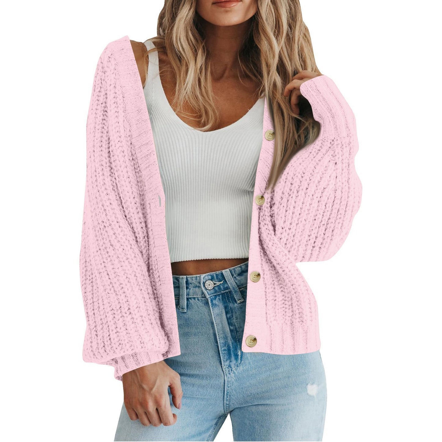 Damen Grobstrick-Cardigan mit Knopfdetails und weitem Schnitt Stalluxe