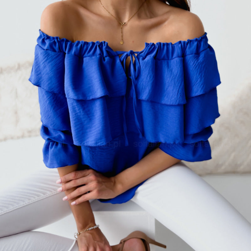 Damen Off-Shoulder Bluse mit Rüschendesign Stalluxe