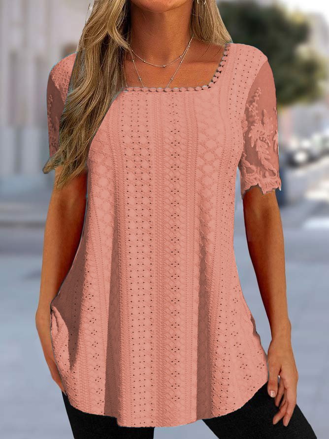 Damen Elegante Häkelbluse mit transparenten Ärmeln Stalluxe