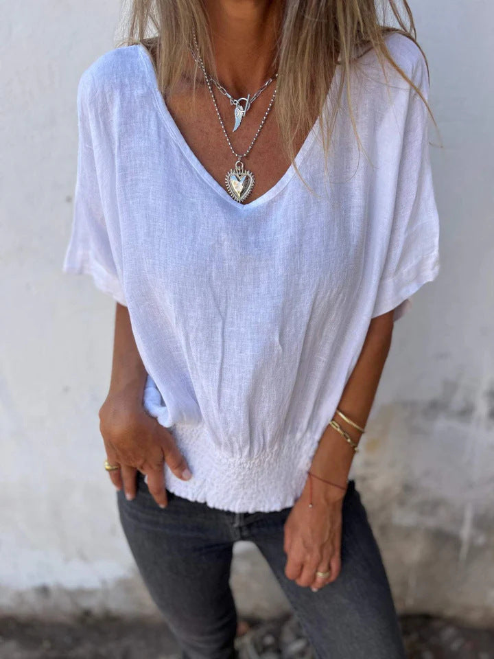 Damen Lässige Bluse mit elastischem Rüschensaum Stalluxe