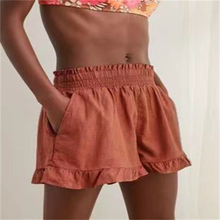 Damen Lockere Shorts mit Volant und Taschen Stalluxe