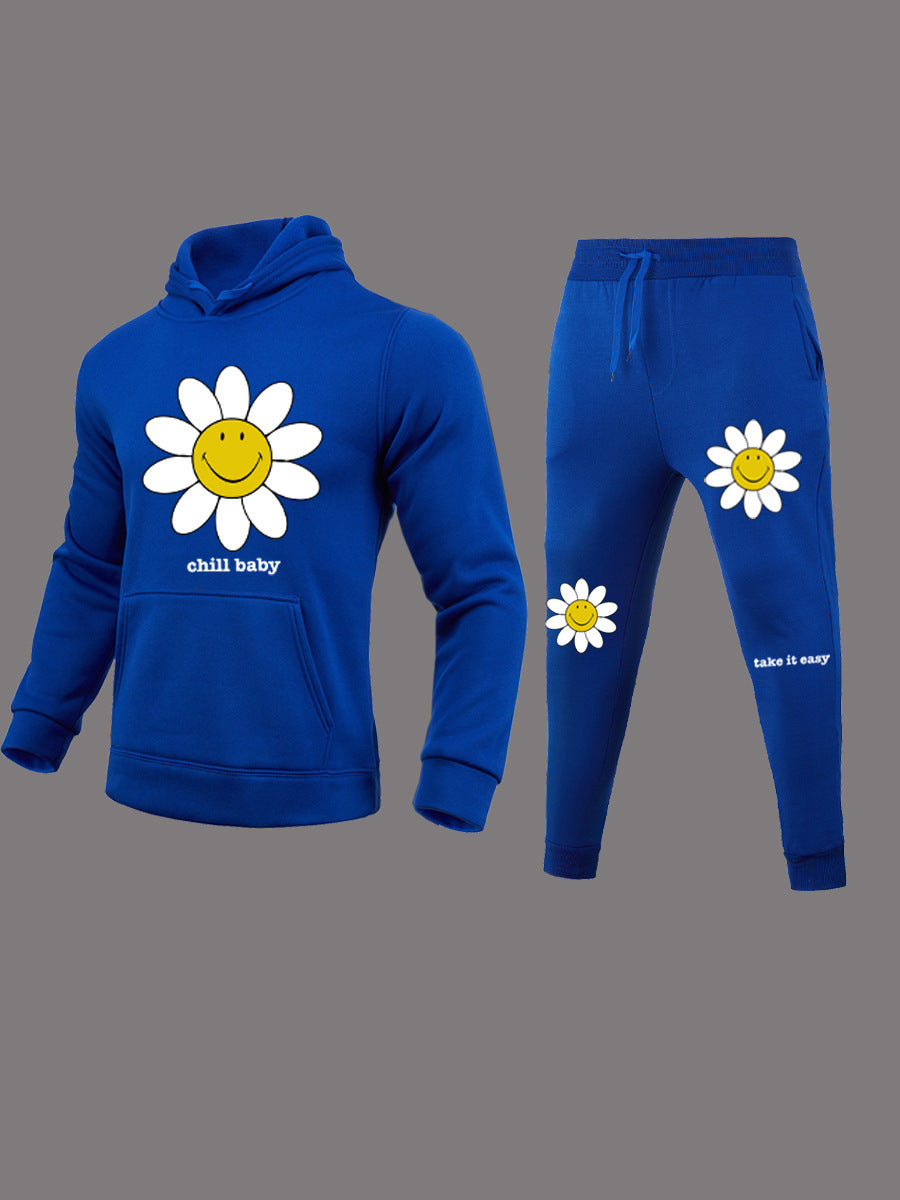 Damen Freizeit Hoodie und Jogginghose Set mit fröhlichem Blumenmotiv Stalluxe