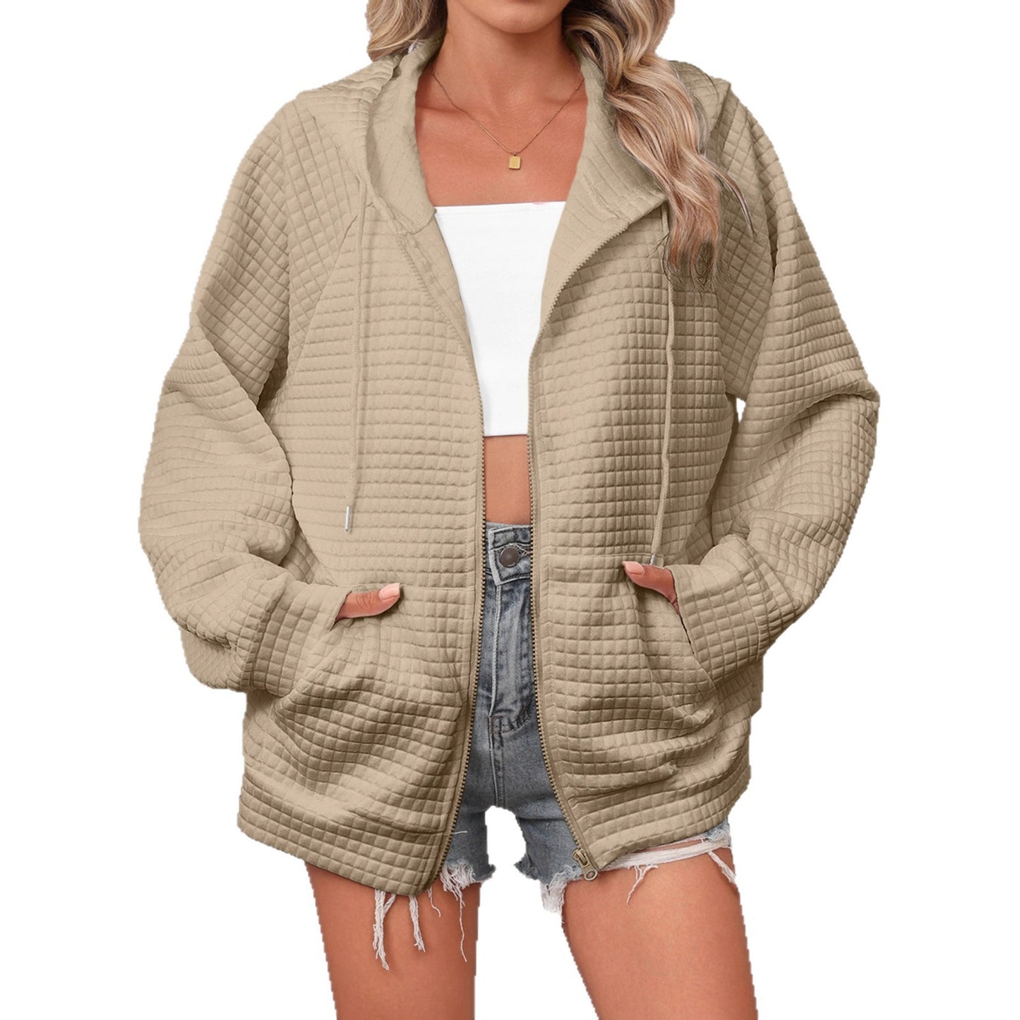 Damen Oversized Kapuzenjacke aus strukturiertem Material Stalluxe