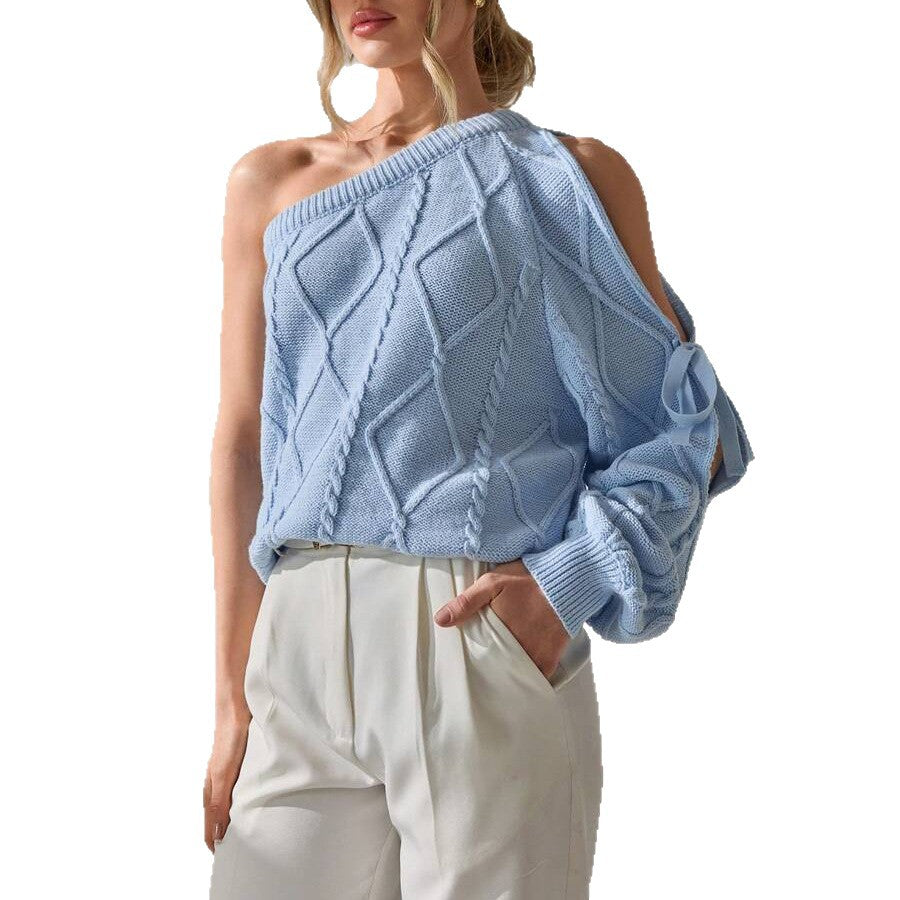 Damen Strickpullover mit asymmetrischen Cut-Out-Details und elegantem Rippdesign Stalluxe