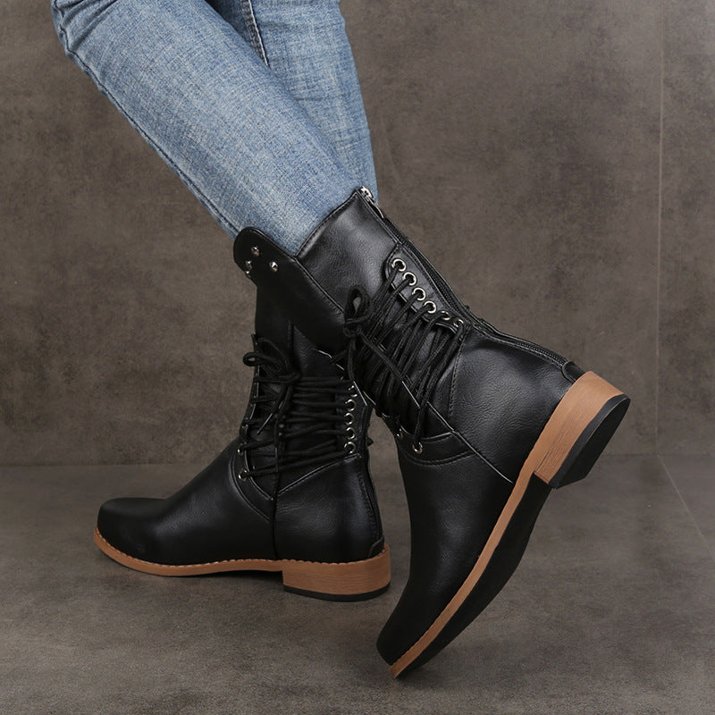 Damen modische Schnürstiefel mit eleganter Verzierungen Stalluxe