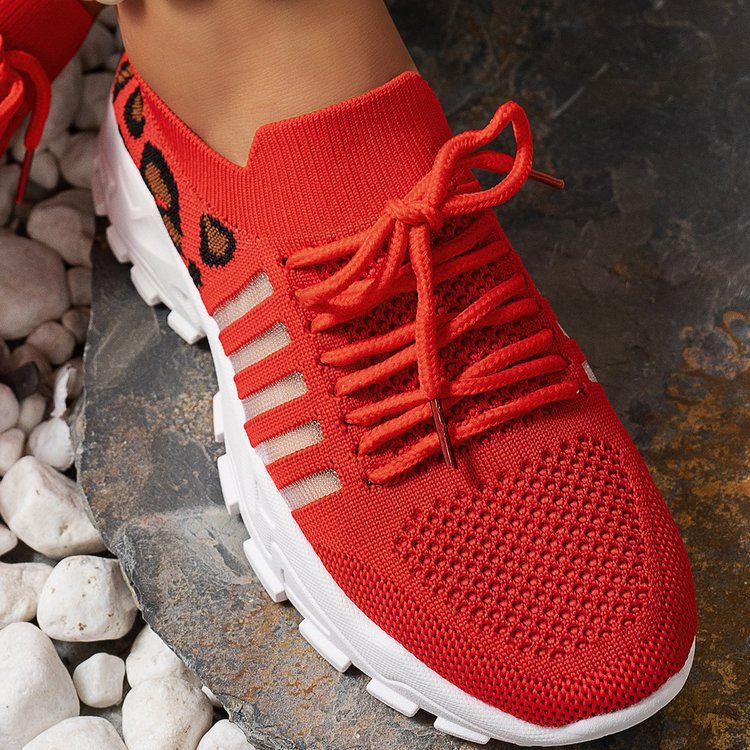 Damen Sportliche Sneaker mit luftiger Mesh-Oberfläche und trendigem Leopardenmuster Stalluxe