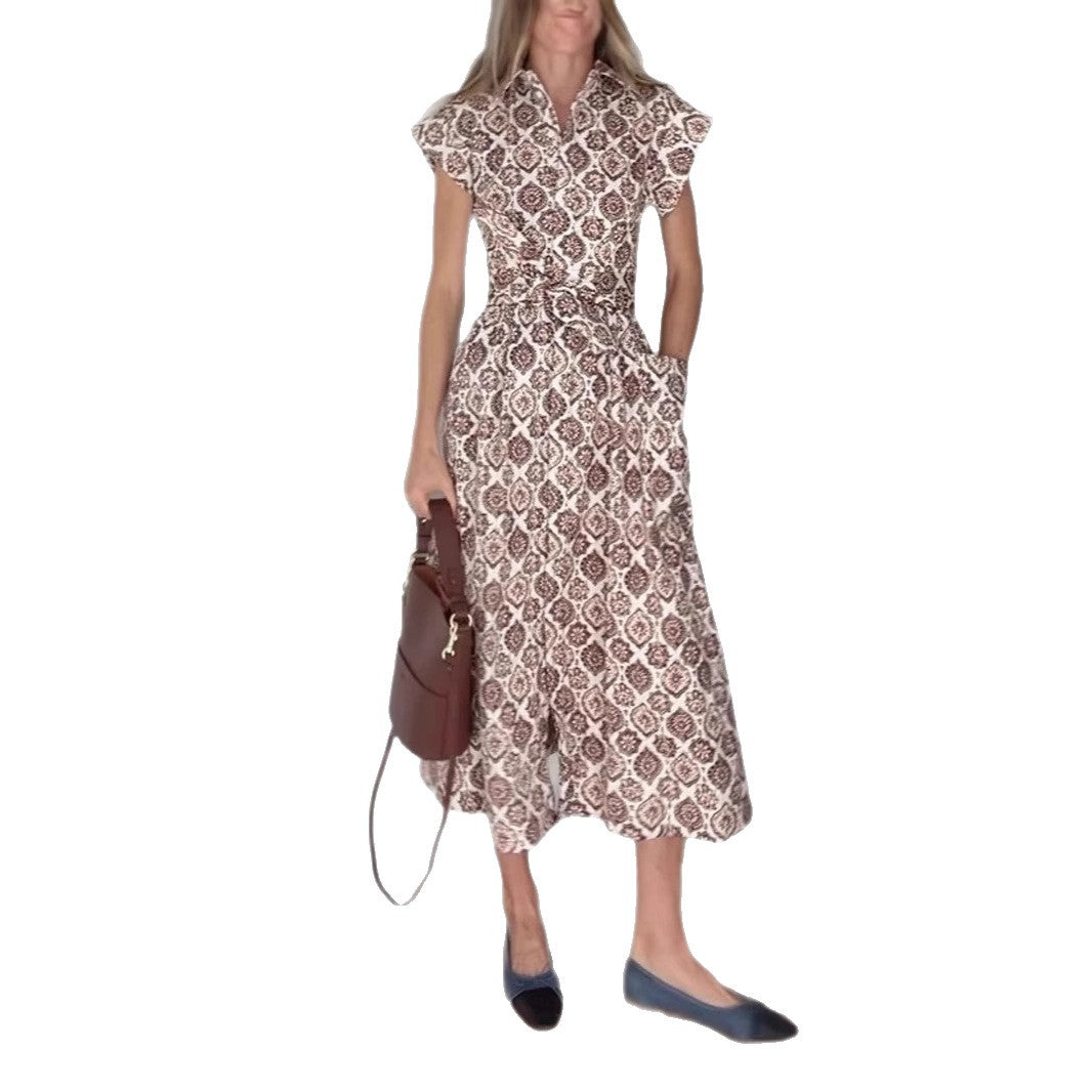 Damen Maxikleid mit elegantem Blütenmuster und raffiniertem Taillenzug Stalluxe