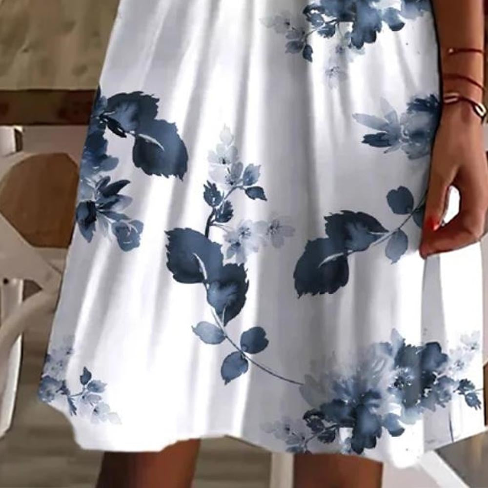 Damen Freizeitkleid mit blumigem Design und elegantem V-Ausschnitt Stalluxe