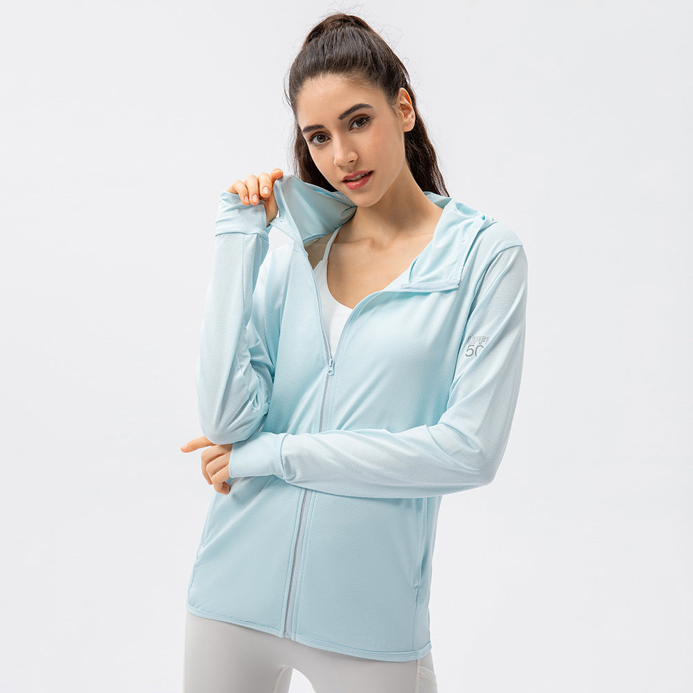 Damen Atmungsaktive Sportjacke mit Kapuze und Reißverschluss Stalluxe