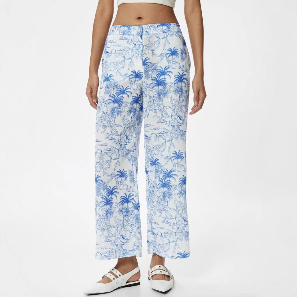 Damen Palazzo-Hose mit floralem Muster und weitem Schnitt Stalluxe
