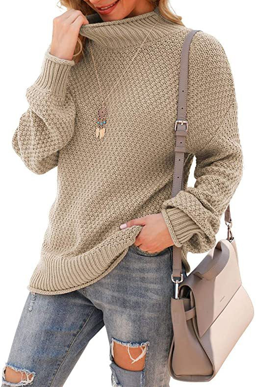 Damen Pullover mit hohem Kragen und strukturiertem Strickmuster Stalluxe