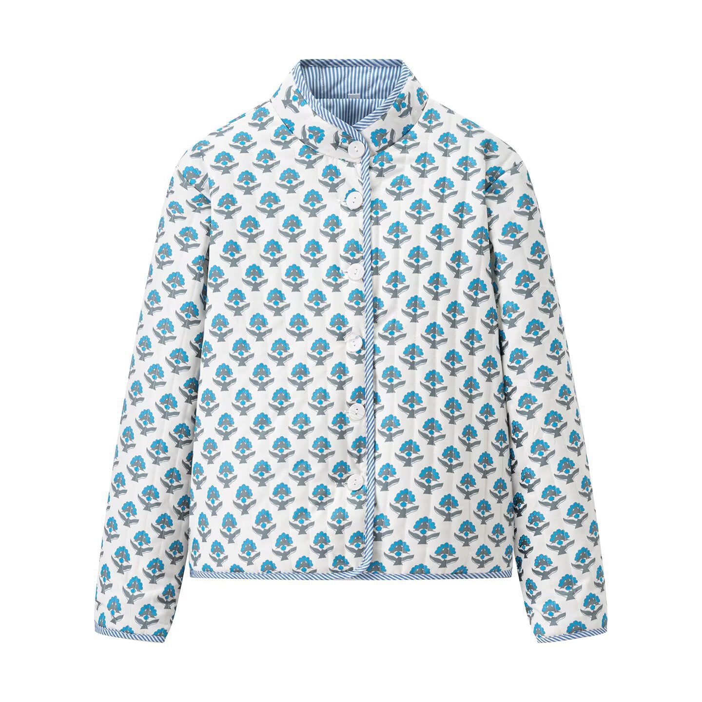 Damen modische Blousonjacke mit floralem Muster und praktischen Knopfdetails Stalluxe