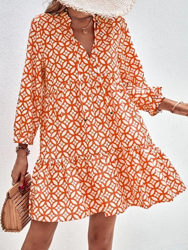 Damen Boho-Style Sommerkleid mit fließendem Schnitt und Rüschendetails Stalluxe