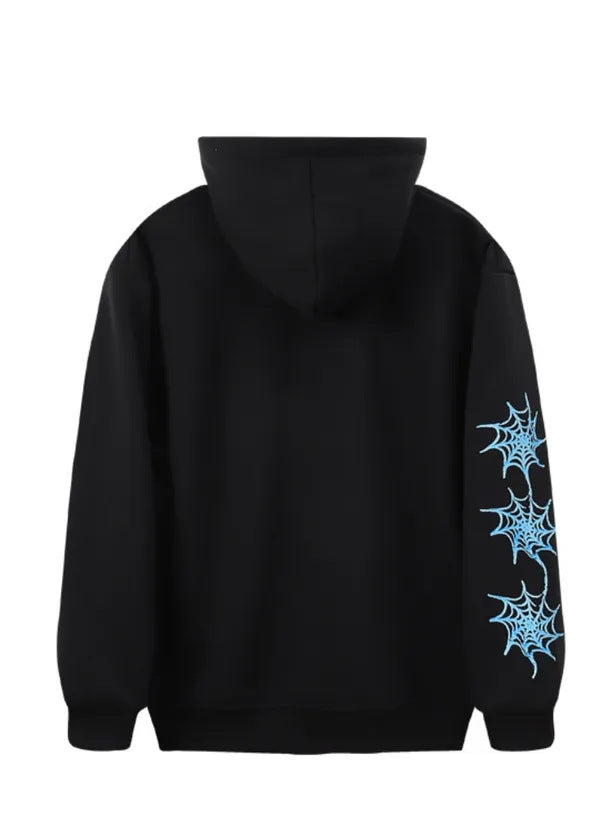 Damen Kapuzenpullover mit kreativem Spinnennetz-Design und modischem Schriftzug Stalluxe