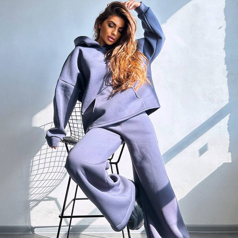 Damen lässiger Kapuzenpullover mit weitem Schnitt und bequemen Beinen Stalluxe