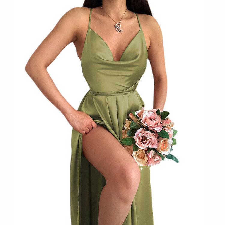 Damen Hochzeitskleid mit elegantem V-Ausschnitt und fließendem Rock Stalluxe