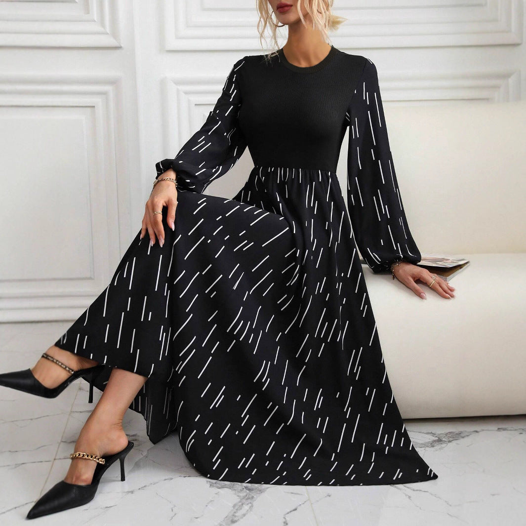 Damen Maxikleid mit farbenfrohem, grafischem Muster und elegantem Schnitt Stalluxe