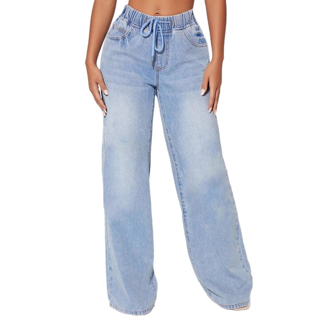 Damen Loose-Fit Jeans mit elastischem Bund und Kordelzug Stalluxe