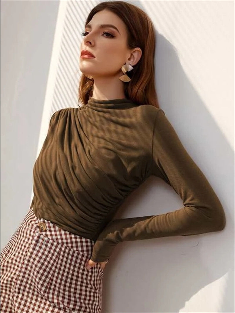 Damen Langarm-Shirt mit elegantem Wickeldesign Stalluxe