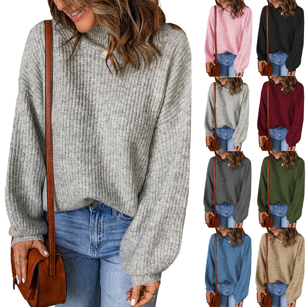 Damen Übergroßer Pullover mit strukturiertem Muster und hochgeschlossenen Ausschnitt Stalluxe