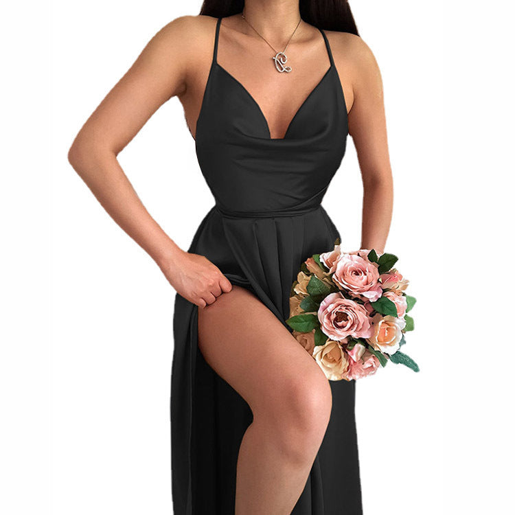 Damen Hochzeitskleid mit elegantem V-Ausschnitt und fließendem Rock Stalluxe