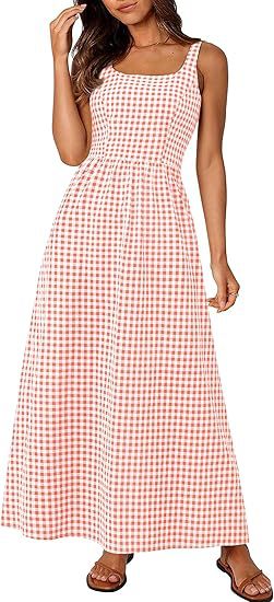 Damen MAXIKLEID mit Karomuster und schmalen Trägern Stalluxe