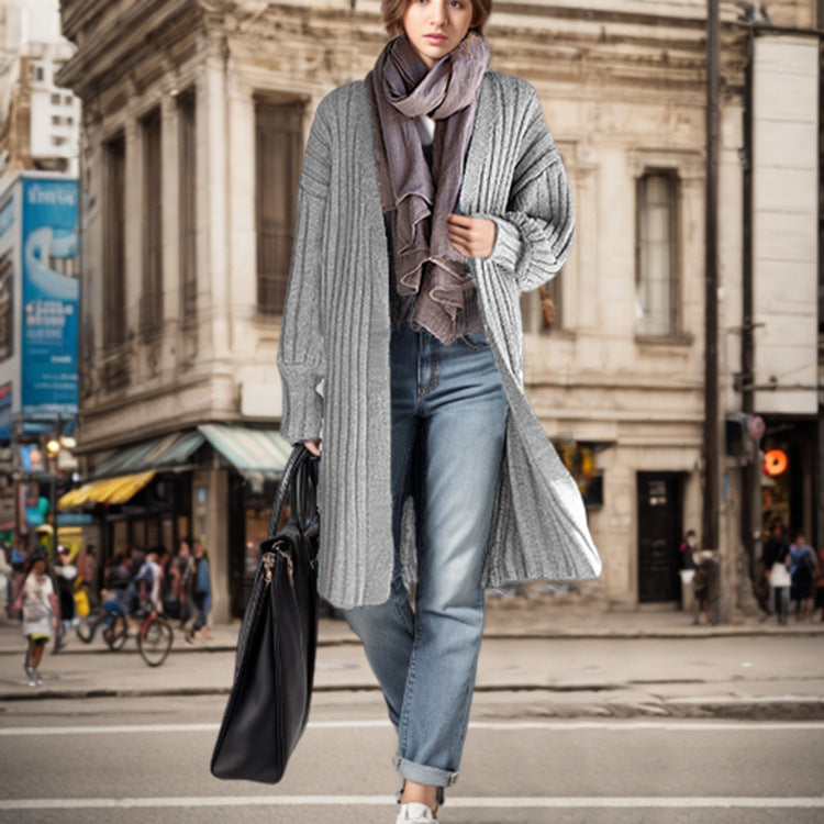 Damen Langer Strickmantel im lässigen Schnitt mit tiefen Taschen und weichem Griff Stalluxe