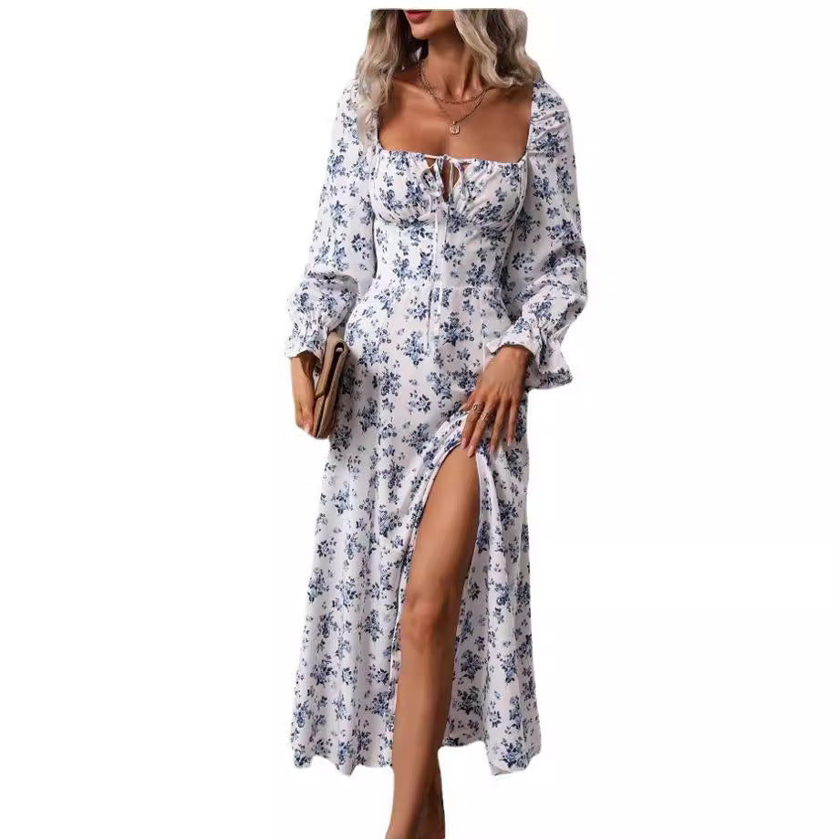 Damen Maxikleid mit tiefem Schlitz und floralem Design Stalluxe