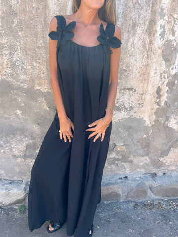 Damen Maxikleid mit verspielten Blumenapplikationen Stalluxe