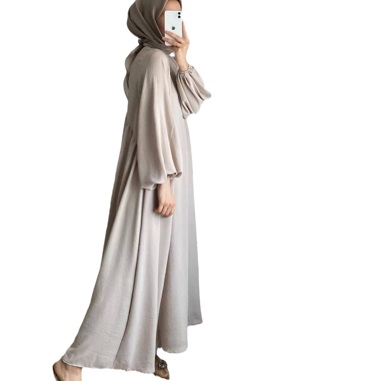 Damen elegantes Maxikleid mit voluminösen Ärmeln und fließendem Schnitt Stalluxe