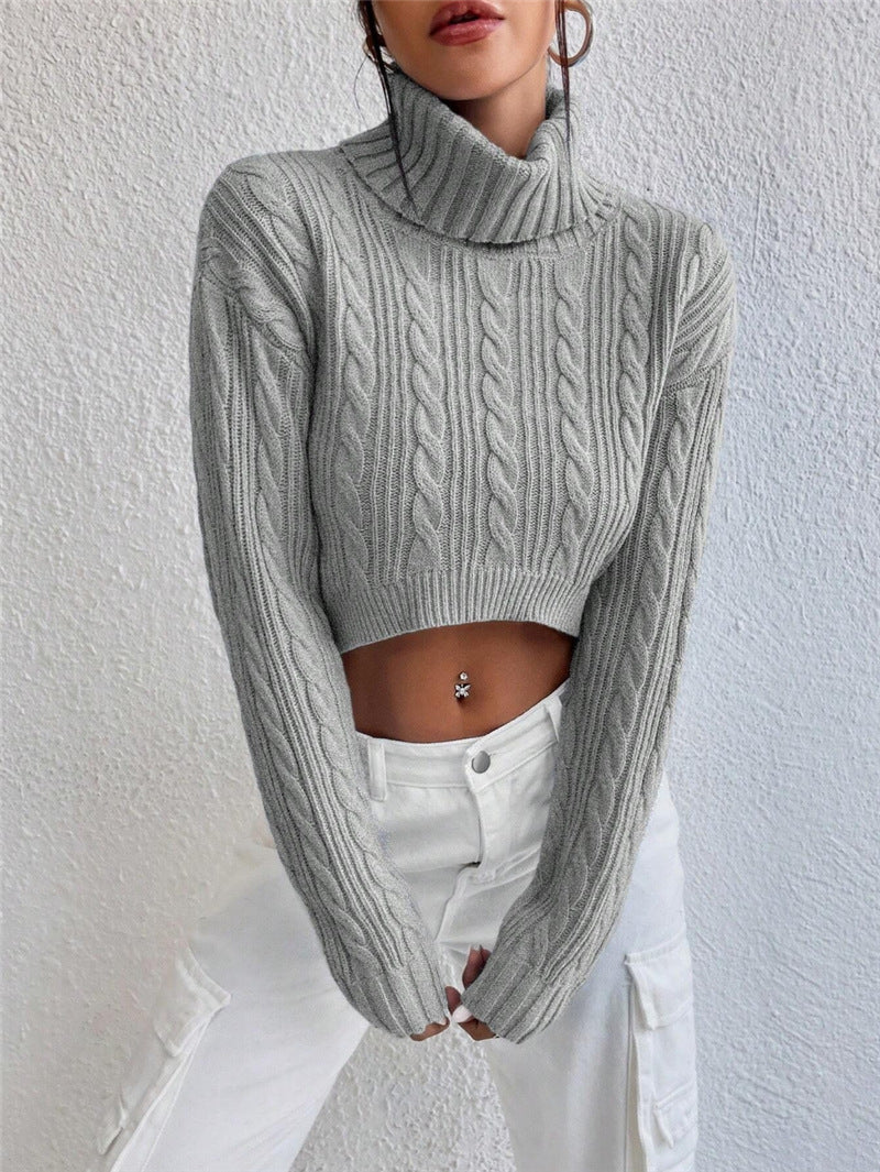 Damen Grobstrick Pullover mit hohem Kragen Stalluxe