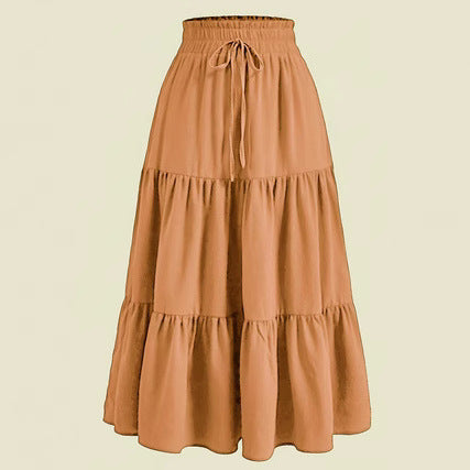 Damen Maxi-Rock mit elastischem Bund und Stufen-Design Stalluxe