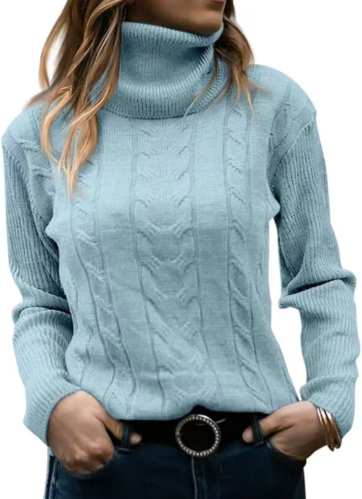 Damen Strickpullover mit hohem Kragen und strukturiertem Zopfmuster Stalluxe