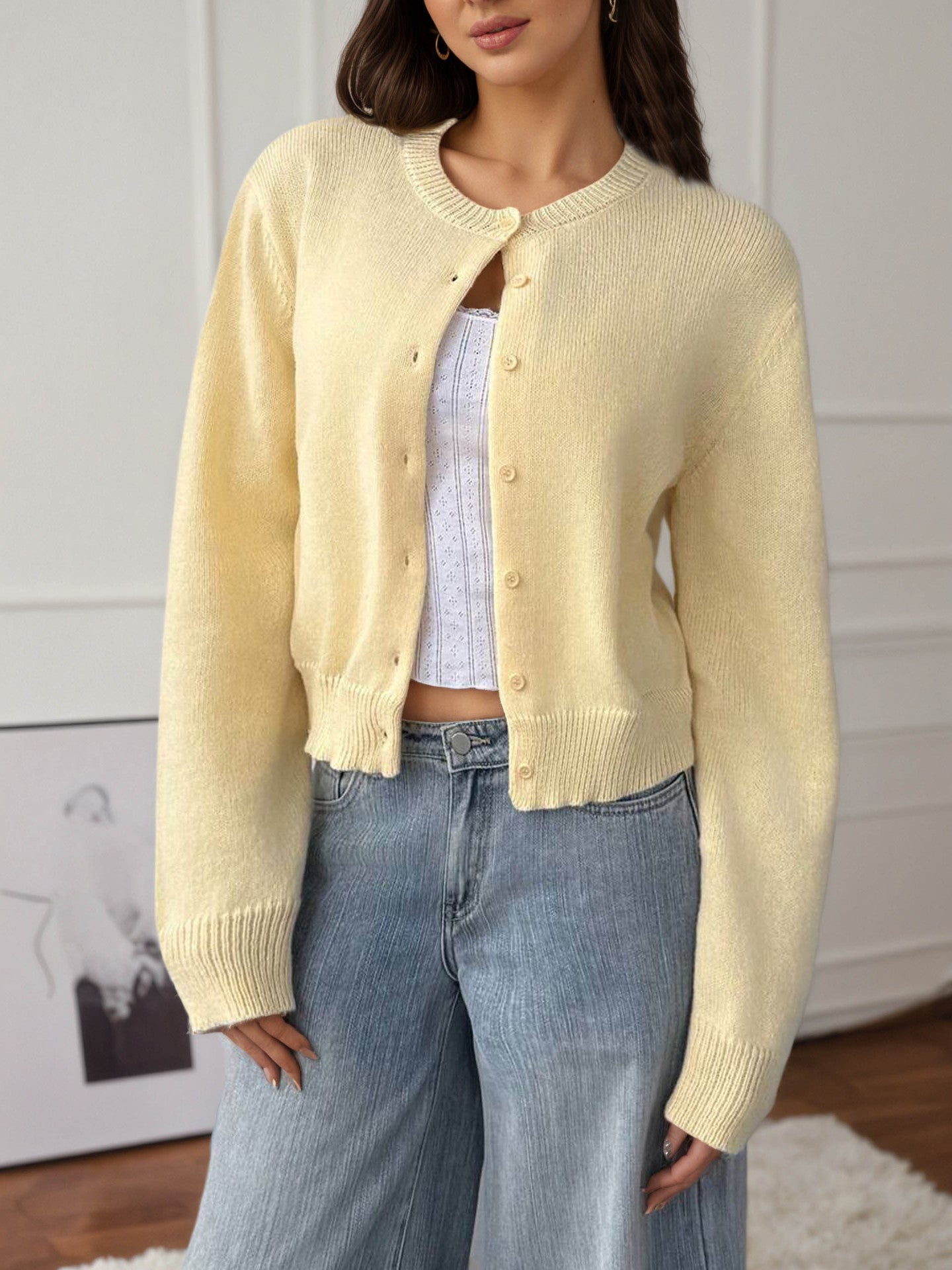 Damen Strickjacke mit Knopfdetails und lässigem Schnitt Stalluxe