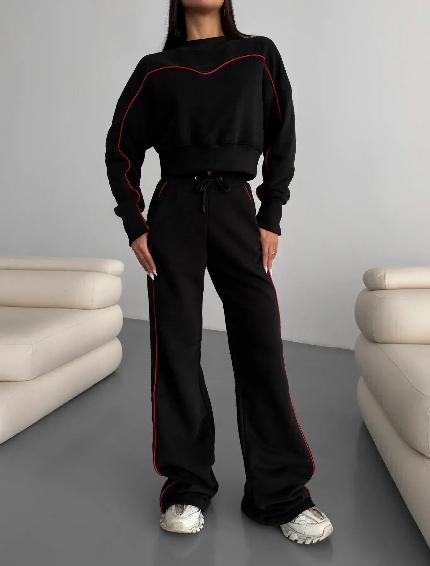 Damen Stylishes Sweatshirt und weite Hose Set Stalluxe