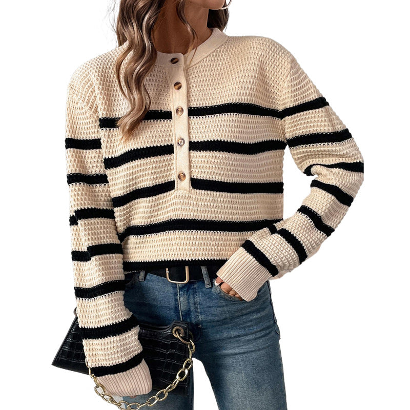 Damen Strickpullover mit Knopfleiste Stalluxe