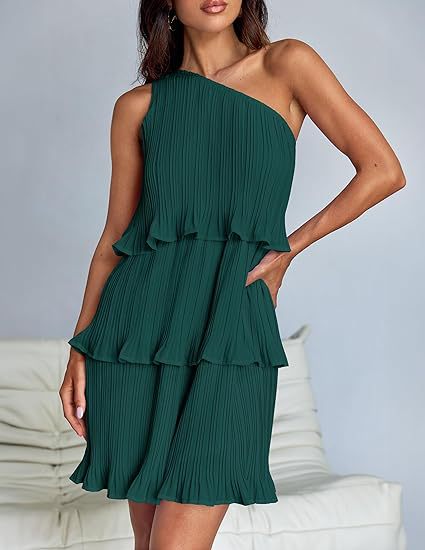 Damen asymmetrisches Flatterkleid mit Rüschendetails Stalluxe
