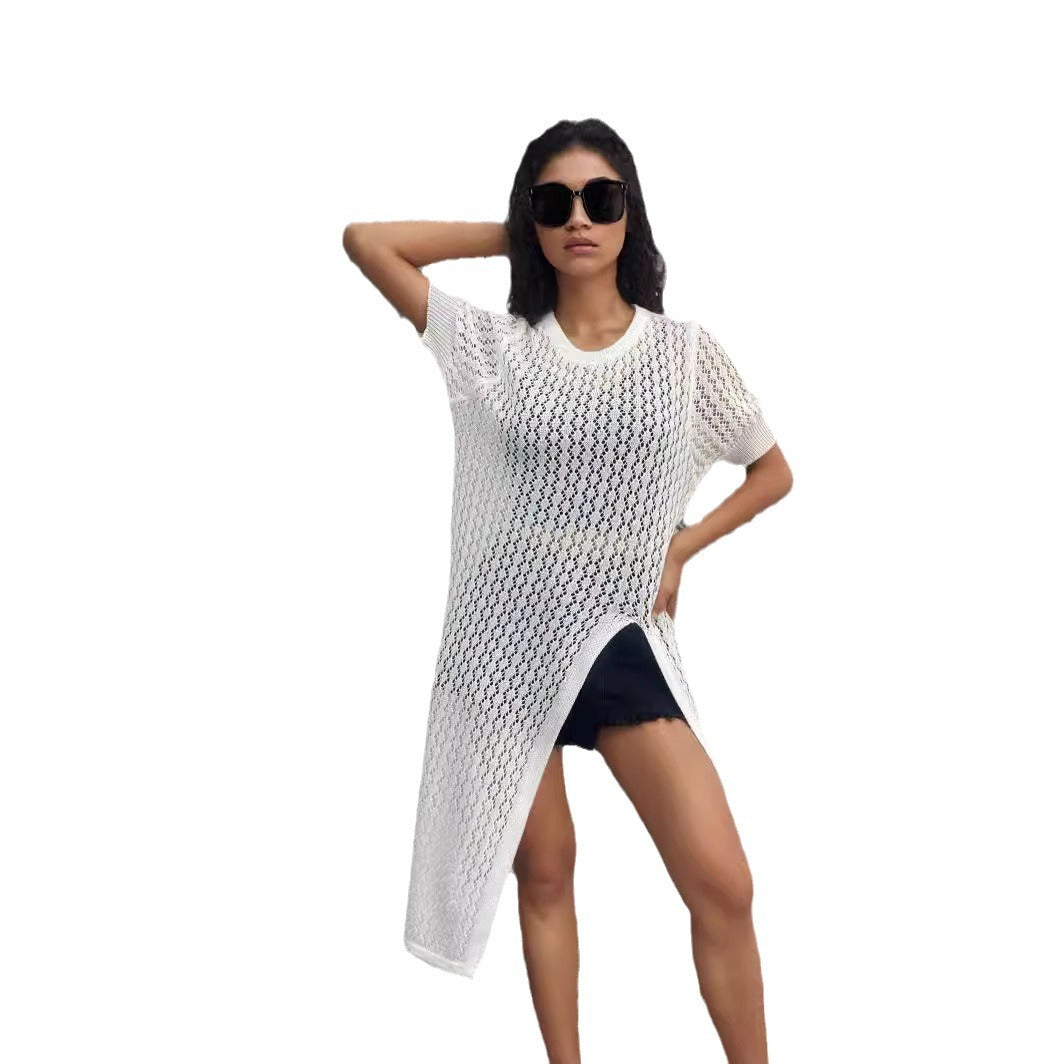 Damen Langer Strick-Kimono mit offenem Design und atmungsaktiver Maschenstruktur Stalluxe