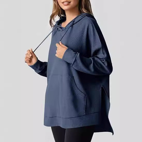 Damen lässiger Hoodie mit seitlichen Schlitzen und praktischen Taschen Stalluxe
