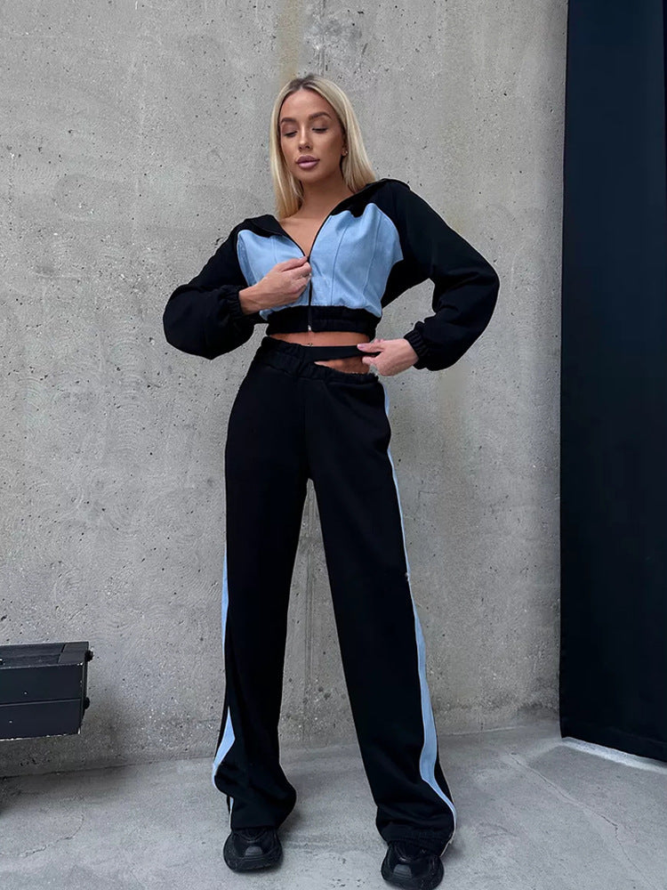 Damen Sportliches Zweiteiler-Set mit Crop-Top und weitem Schnitt Stalluxe